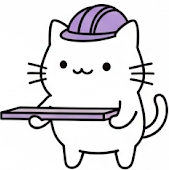 Cute kitty holding a wooden board.
