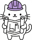 Cute kitty holding building plans.